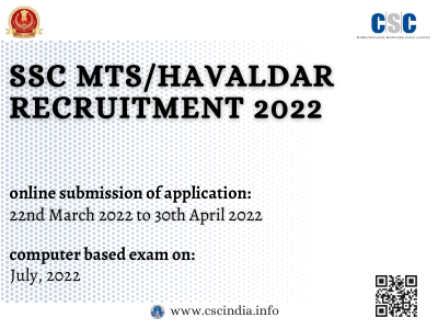 SSC RECRUITMENT MTS & HAWILDAR (CBIC/CBN)2022